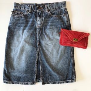 Express Denim Skirt with Front Slit